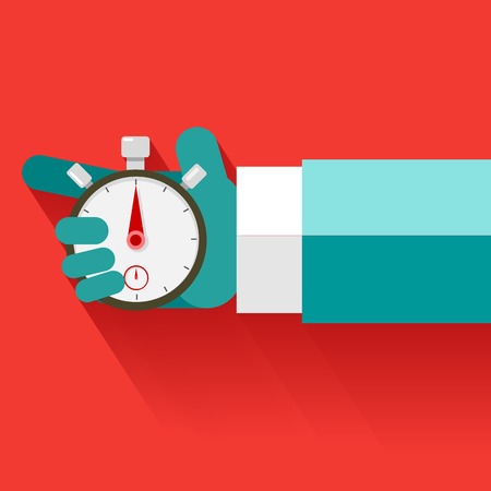Hand holding stopwatch measuring timeのイラスト素材
