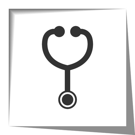 Stethoscope icon with cut out shadow effectのイラスト素材