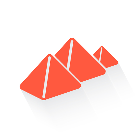 Pyramids symbol in orange withdrop shadow on whiteのイラスト素材