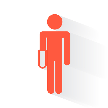 Orange Hand symbol with drop shadow on white backgroundのイラスト素材