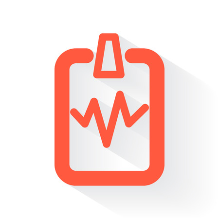 Orange Cardiogram Clipboard symbol with drop shadow on white backgroundのイラスト素材