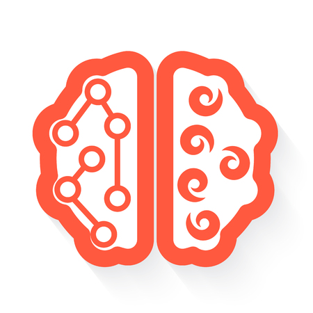 brain in orange with drop shadow on whiteのイラスト素材