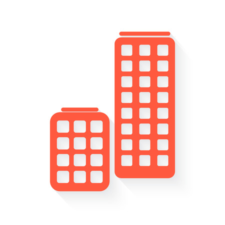 Skyscrapers symbol in orange withdrop shadow on whiteのイラスト素材
