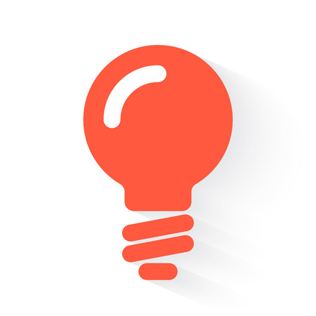 light bulb in orange with drop shadow on whiteのイラスト素材