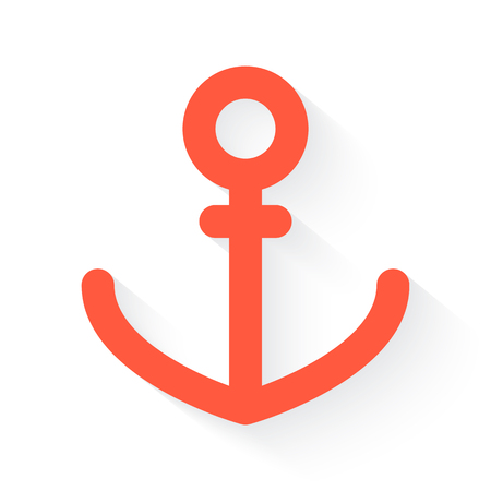 Anchor symbol in orange withdrop shadow on whiteのイラスト素材