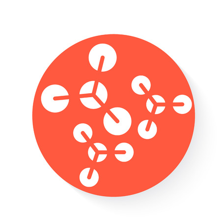 molecules in orange with drop shadow on whiteのイラスト素材
