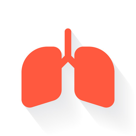Orange Lungs symbol with drop shadow on white backgroundのイラスト素材
