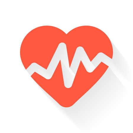 Orange Heart Rate Pulse symbol with drop shadow on white backgroundのイラスト素材