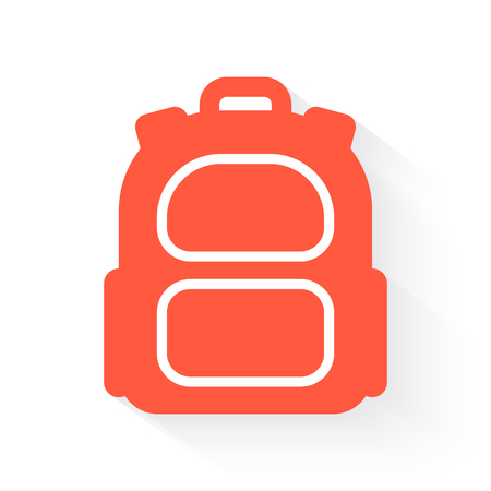 backpack in orange with drop shadow on whiteのイラスト素材