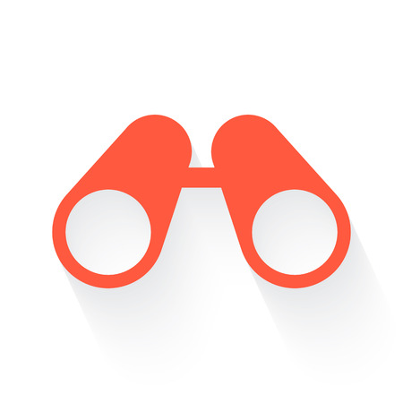 Binoculars symbol in orange withdrop shadow on whiteのイラスト素材