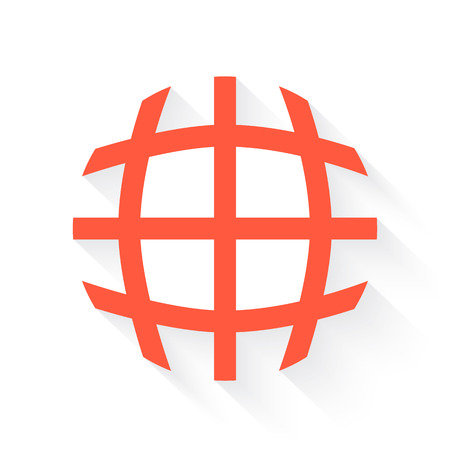 globe in orange with drop shadow on whiteのイラスト素材