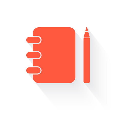 note book in orange with drop shadow on whiteのイラスト素材