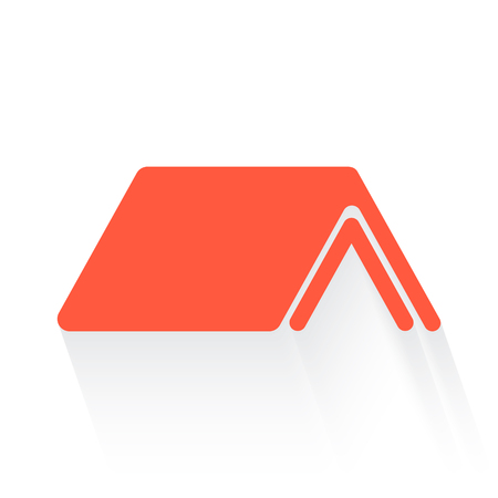 Shelter symbol in orange withdrop shadow on whiteのイラスト素材