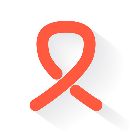 Orange Awareness Ribbon symbol with drop shadow on white backgroundのイラスト素材
