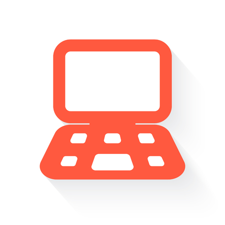 computer in orange with drop shadow on whiteのイラスト素材