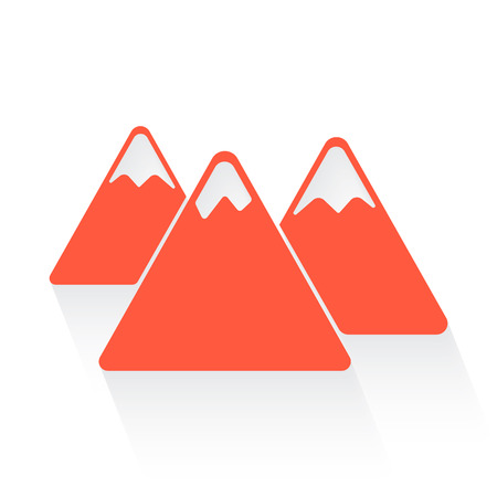 Mountain symbol in orange withdrop shadow on whiteのイラスト素材