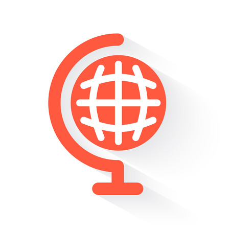 earth globe in orange with drop shadow on whiteのイラスト素材