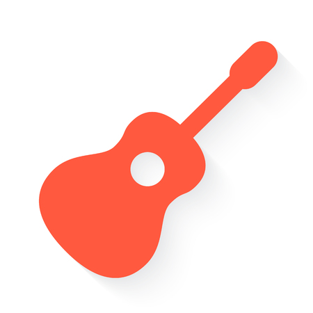 Guitar symbol in orange withdrop shadow on whiteのイラスト素材