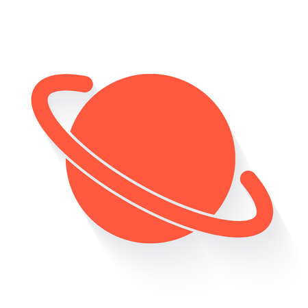 jupiter icon in orange with drop shadow on whiteのイラスト素材