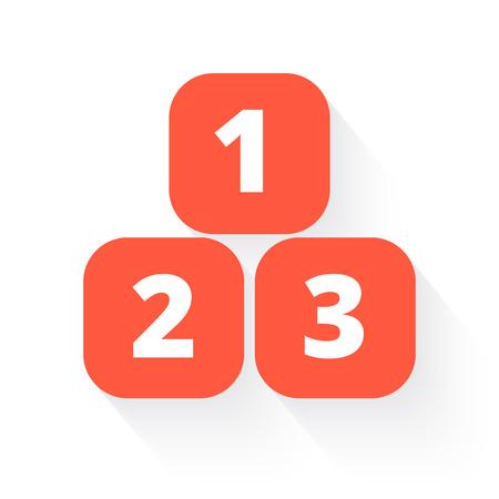 123 blocks in orange with drop shadow on whiteのイラスト素材