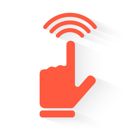 touch screen in orange with drop shadow on whiteのイラスト素材