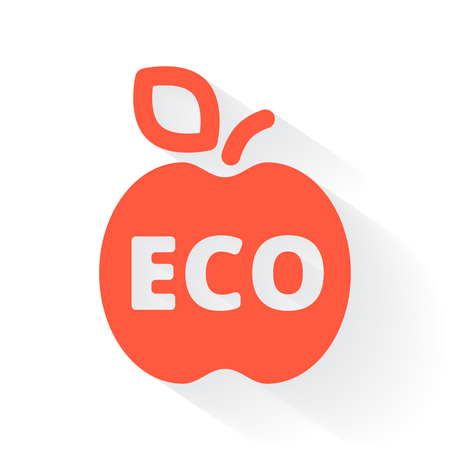 Orange Ecological Food symbol with drop shadow on white backgroundのイラスト素材