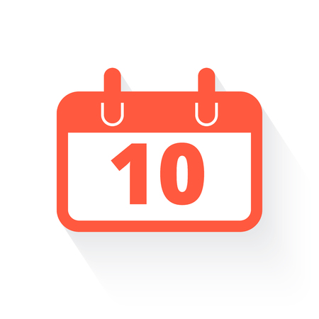 calendar in orange with drop shadow on whiteのイラスト素材