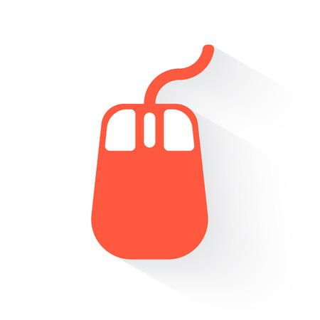 mouse in orange with drop shadow on whiteのイラスト素材