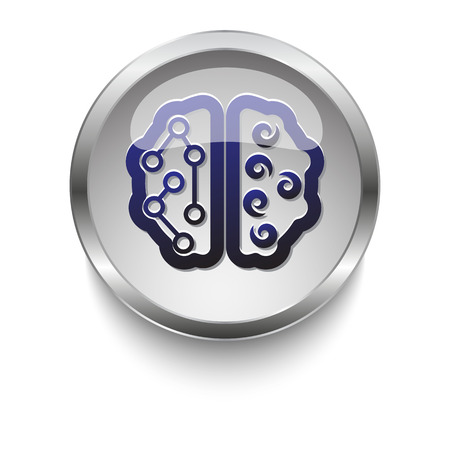 Blue brain glossy glass and chrome web buttonのイラスト素材