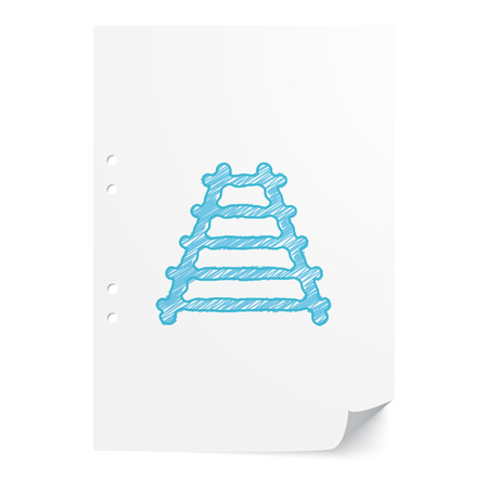 Blue handdrawn Railroad illustration on white paper sheet with copy spaceのイラスト素材