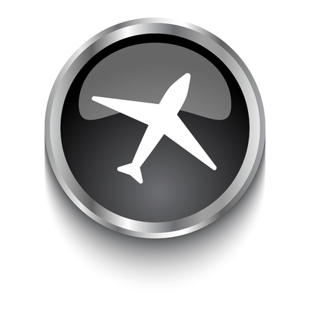 White Airplane symbol on black web buttonのイラスト素材