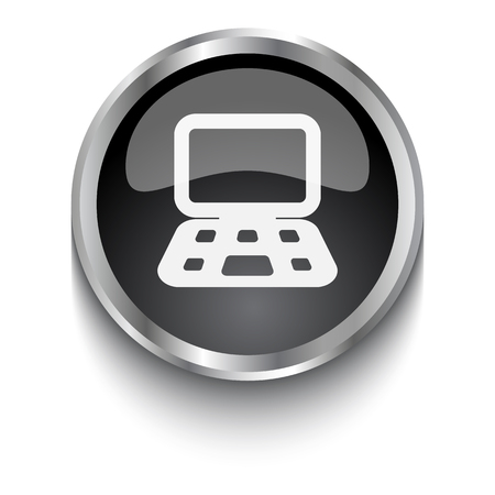 White Computer symbol on black web buttonのイラスト素材