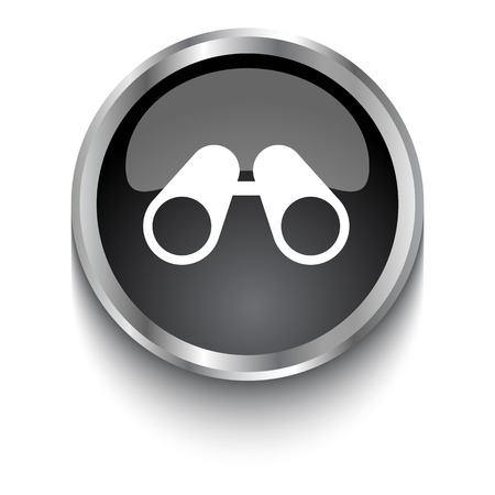 White Binoculars symbol on black web buttonのイラスト素材