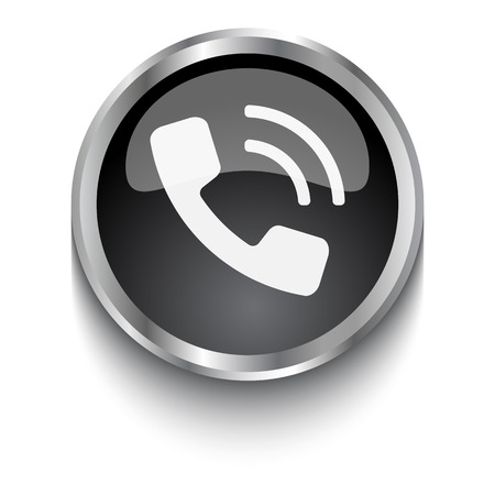 White Phone symbol on black web buttonのイラスト素材