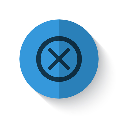 Flat style Cancel illustration on blue folded circle with shadows on whiteのイラスト素材