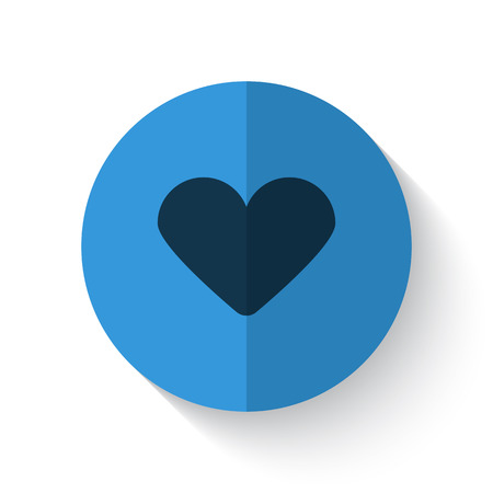 Flat style Heart illustration on blue folded circle with shadows on whiteのイラスト素材