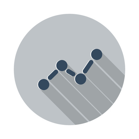 Flat Graph icon with long shadow on grey circleのイラスト素材