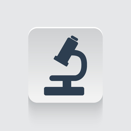 Flat black Microscope icon on rounded square web buttonのイラスト素材
