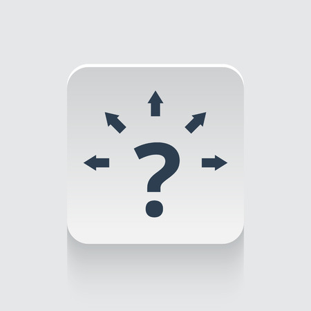 Flat black Question Mark Arrows icon on rounded square web buttonのイラスト素材