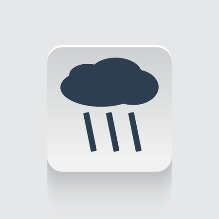 Flat black Rain icon on rounded square web buttonのイラスト素材