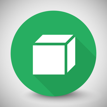 White 3D Box icon with long shadow on green circleのイラスト素材