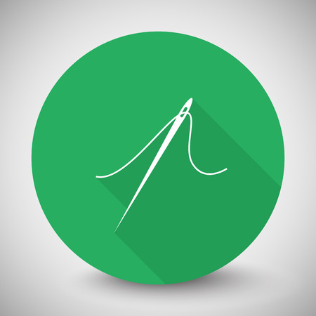 White Needle icon with long shadow on green circleのイラスト素材