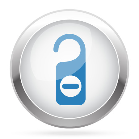 Blue Hotel Hanger icon on white glossy chrome app buttonのイラスト素材