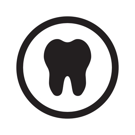 Flat black Tooth web icon in circle on white backgroundのイラスト素材