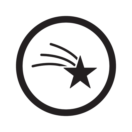 Flat black Shooting Star web icon in circle on white backgroundのイラスト素材