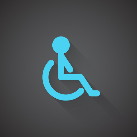 Flat Wheel Chair web app icon on dark backgroundのイラスト素材