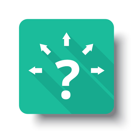 Flat white Question Mark Arrows web icon on green button with drop shadowのイラスト素材