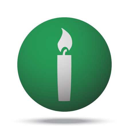 White Candle Light web icon on green sphere ballのイラスト素材