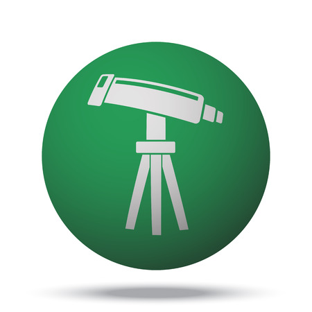 White Telescope web icon on green sphere ballのイラスト素材