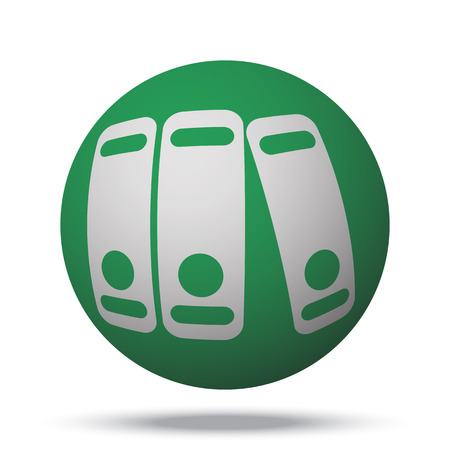 White Binders web icon on green sphere ballのイラスト素材